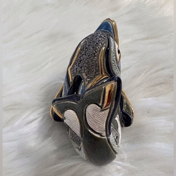 Elegant Blue and Gold Dolphin Sculpture - Picture 7 of 7